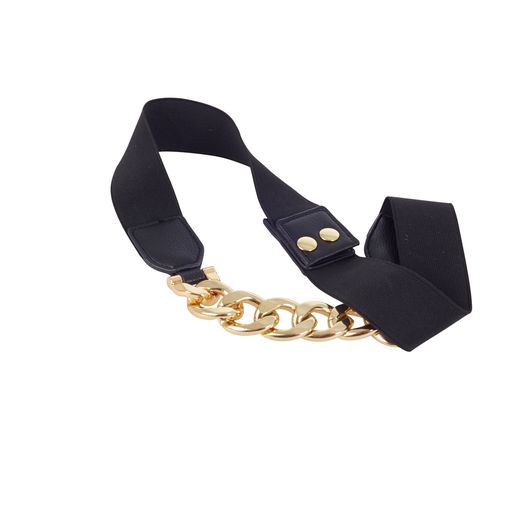 259RA57Q Svart stretchbälte med guldspänne fram